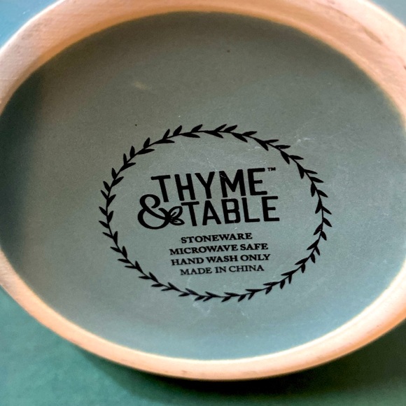 Thyme &Table Stoneware Chevron White & Green Geometric Design Slate Mint Green - Picture 6 of 7